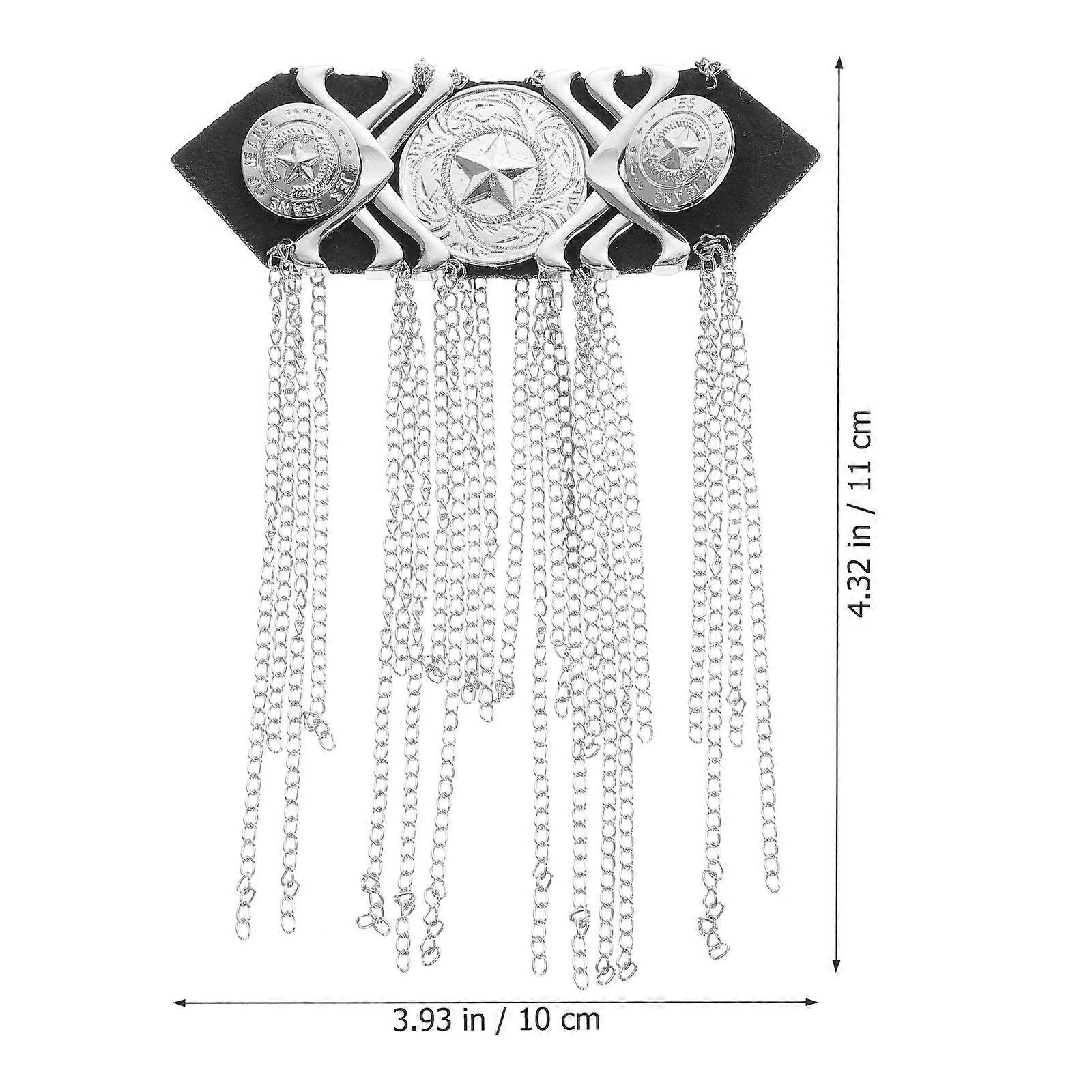 Epaulet Fringe Shoulder Badge Chain Shoulder Arm Applique for Clothes Silver Alloy Decoration 2Pack