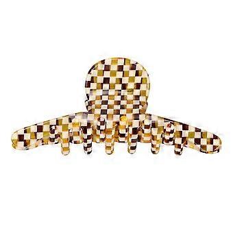 Hair Claw Clips for Woman Retro Hollow Claw Clips Medium Elegant Sweet Fashion Claw Clip for Face Wash Morning Beauty Checkered Brown