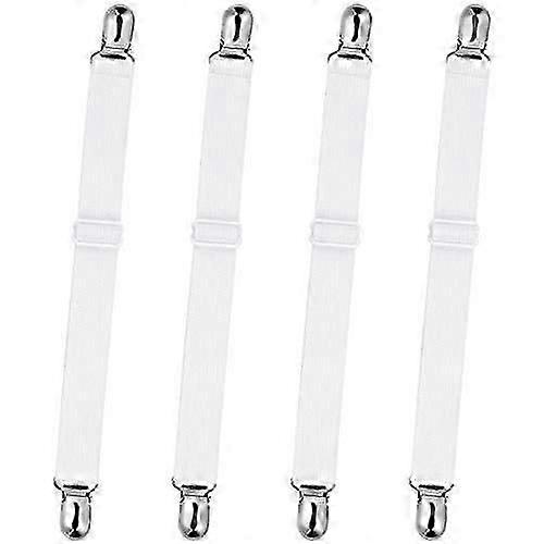 Elastic Fitted Sheet Holder, 4 Pcs Fitted Sheet Clips for Sofa Bed Sheet, White