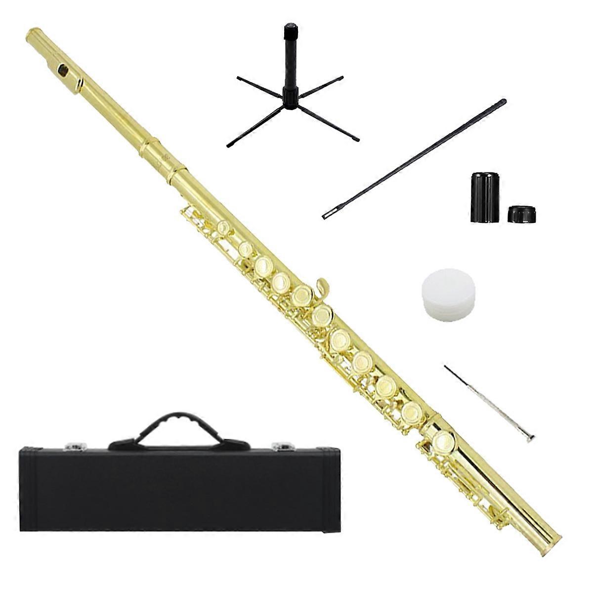 16 Closed Holes Flute C Key Flute Concert Performance Flute Professional Woodwind Instruments Gold