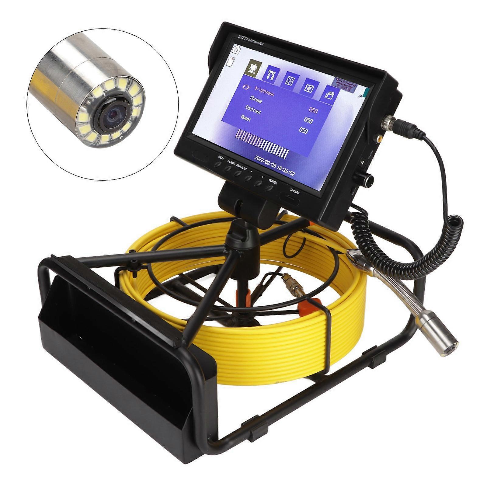 9in Display Screen Endoscope 16GB Memory 50m Pipeline Camera