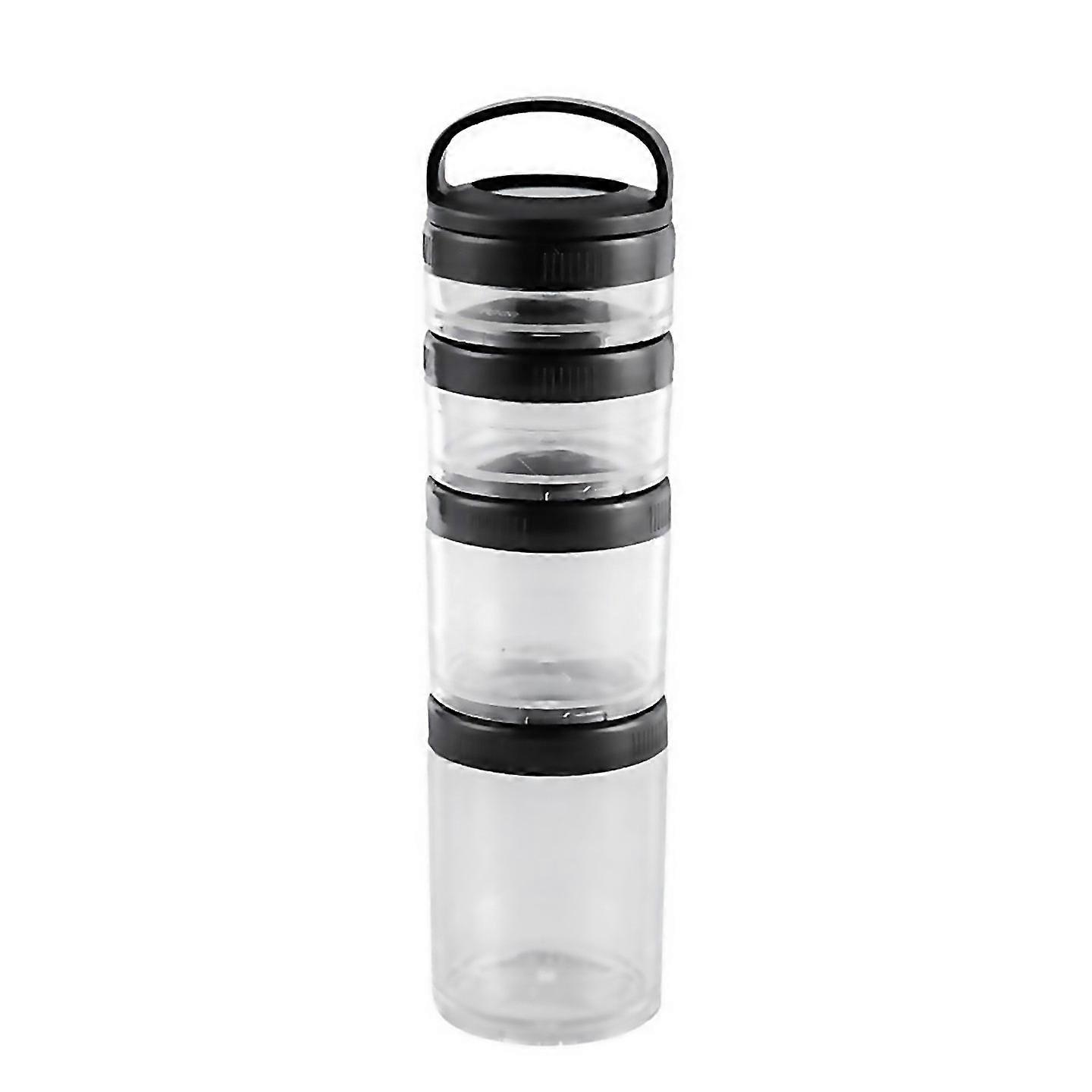 For 4 Stackable Snack Cups For School And Travel Transparent Black
