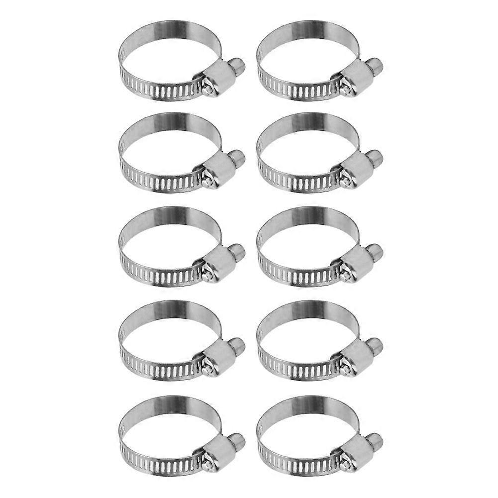 10Pcs Stainless Steel Hose Clamp Adjustable Pipe Hose Clip Accessories for 20-35mm Hose