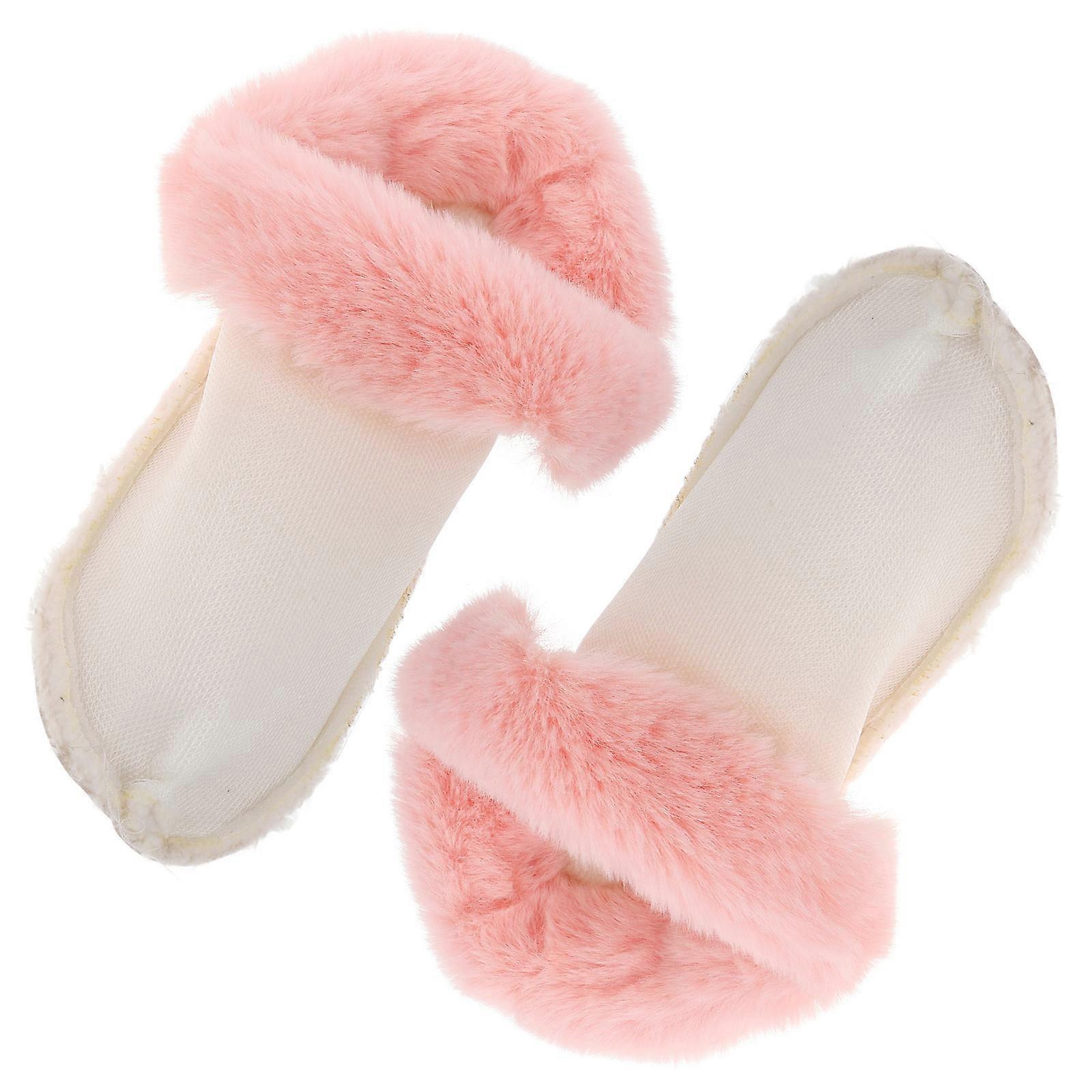 Fluffy Hole Shoe Inserts for Winter Use Detachable Plush Material 4Pairs