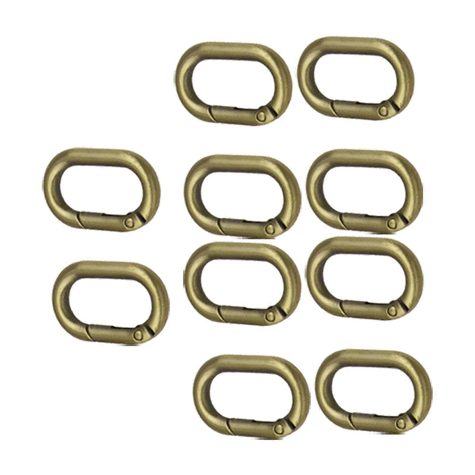 10x Spring Oval Rings Carabiner Spring Keyring Buckle Push Snap Hook Bronze