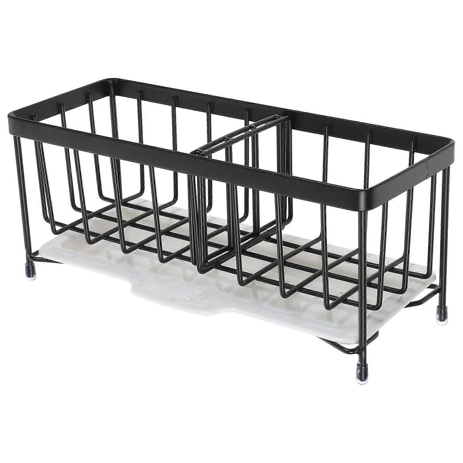 5Pcs Kitchen Countertop Draining Basket Black Sponge Holder For Home Use Gift Giving Space-saving Functionality