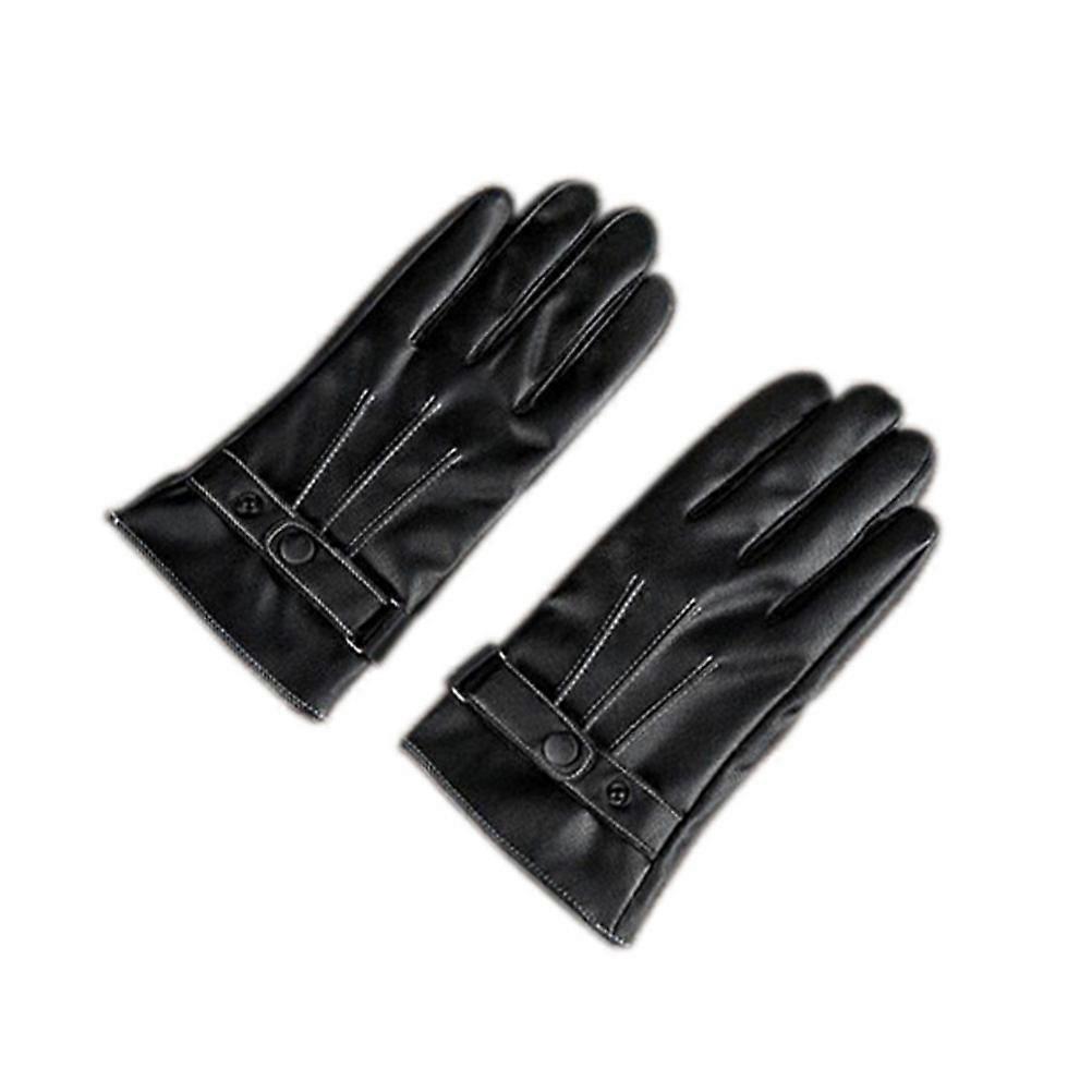 Touch Screen Gloves PU Gloves for Winter Use 3Pcs Pair Men Black