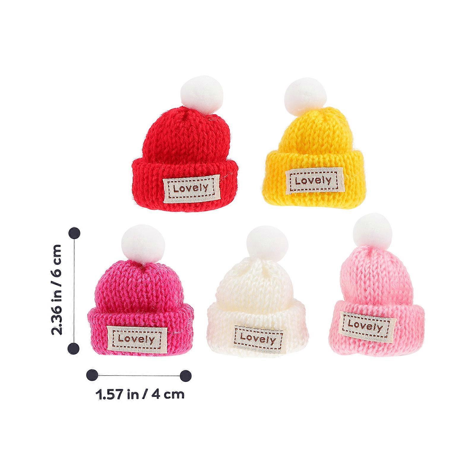 Mini Woolen Yarn Hats for DIY Craft Accessories 20Pcs Assorted Colors
