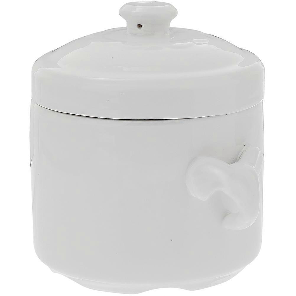 Multi-Function Ceramic Soup Bowl with Lid Stew Pot 2Pcs White