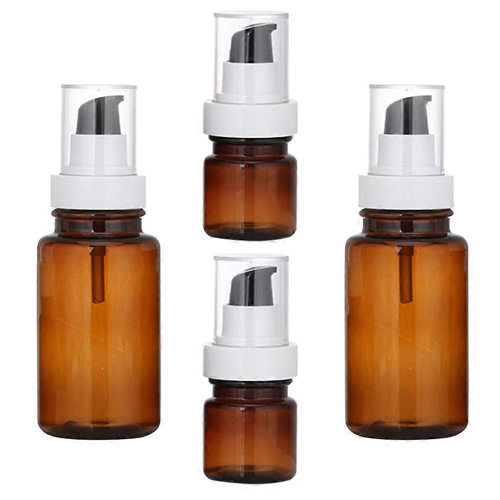 Light Brown Lotion Bottle Press-Type Portable Storage 4Pcs Set