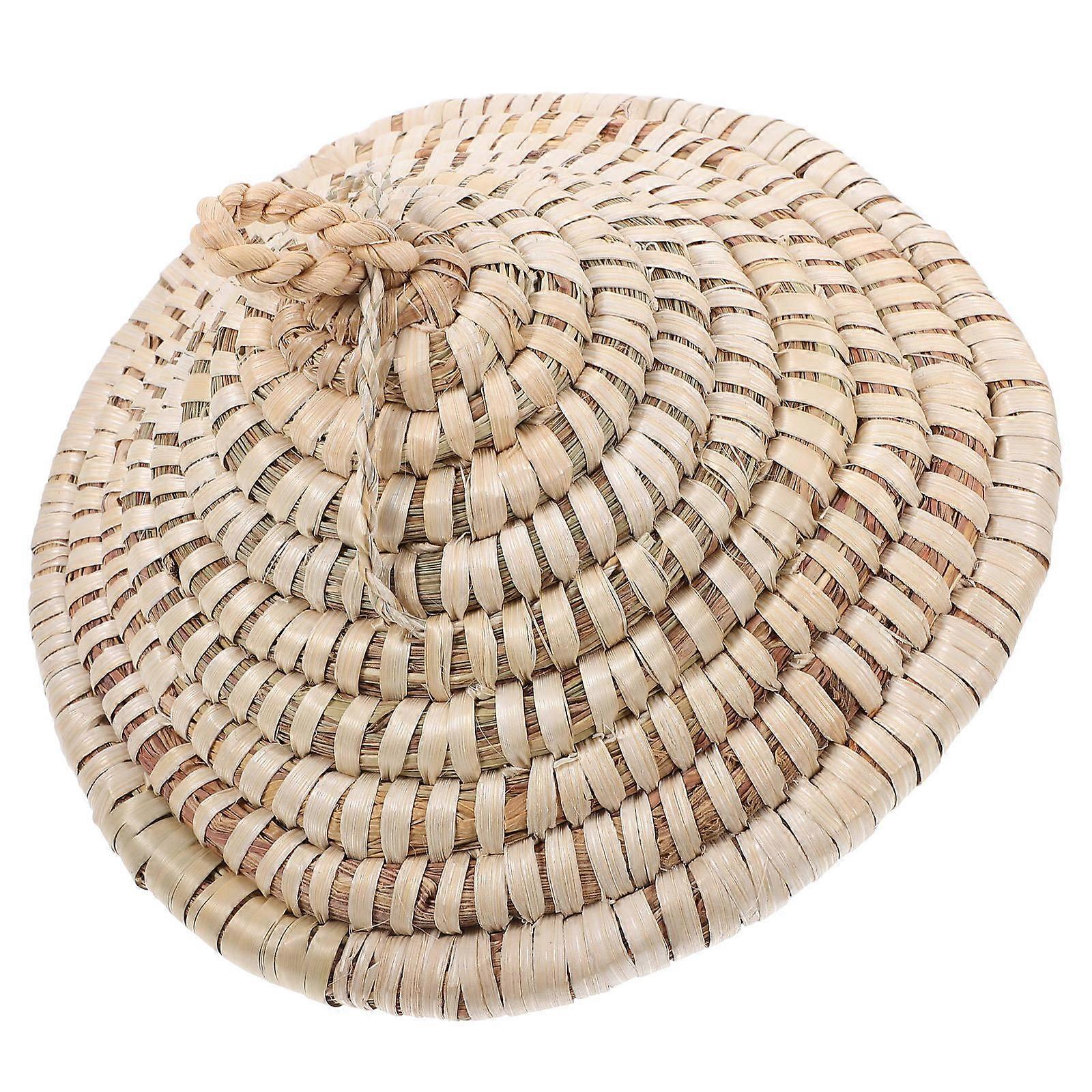 Round Universal Pot Lid Made Of Straw Perfect For Frying Pans With Spill Prevention Feature 5Pcs
