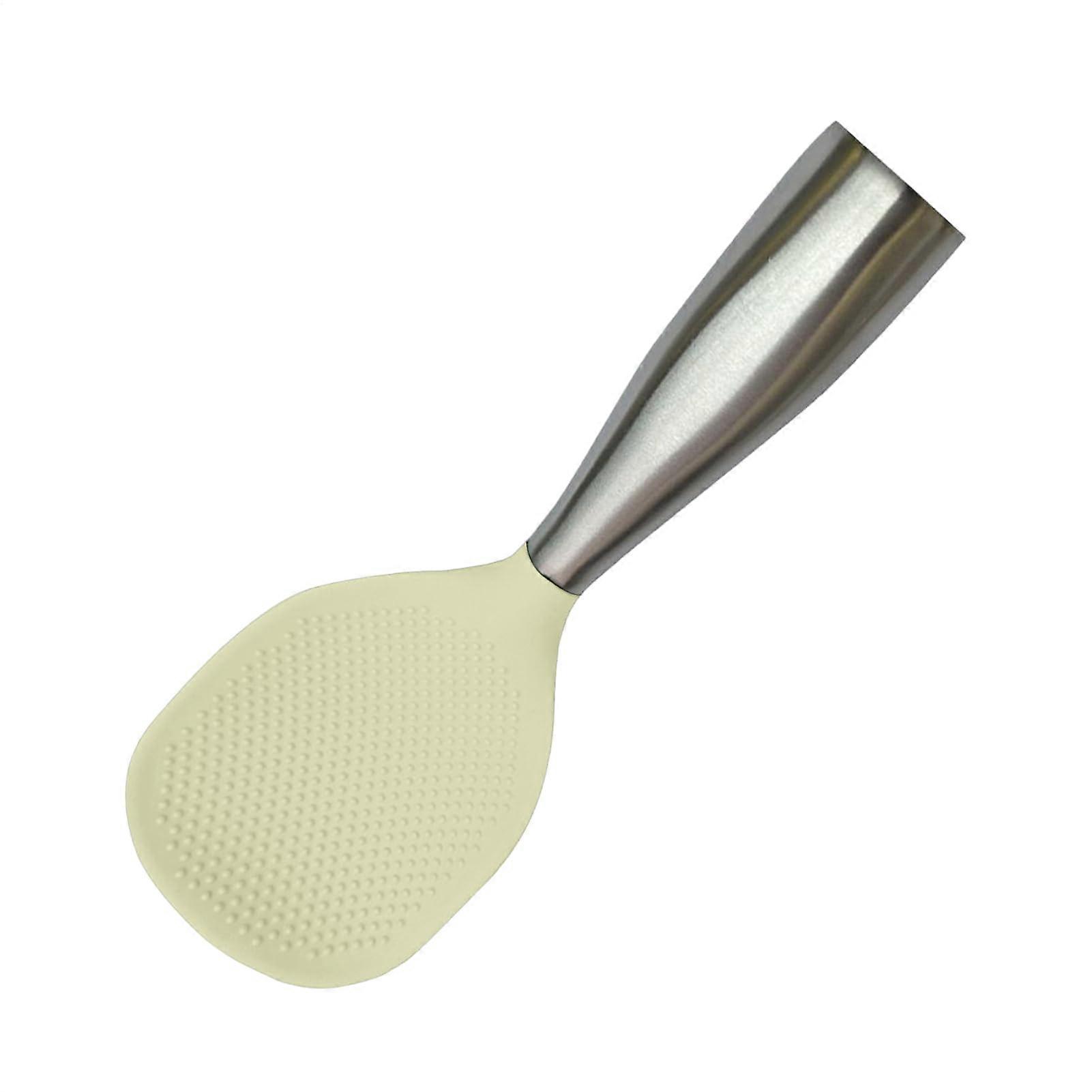 Rice Spoon Silicone Paddle - Non-Scorch, Heat-Resistant, Standing Serving Spoon, White Kitchen Tool