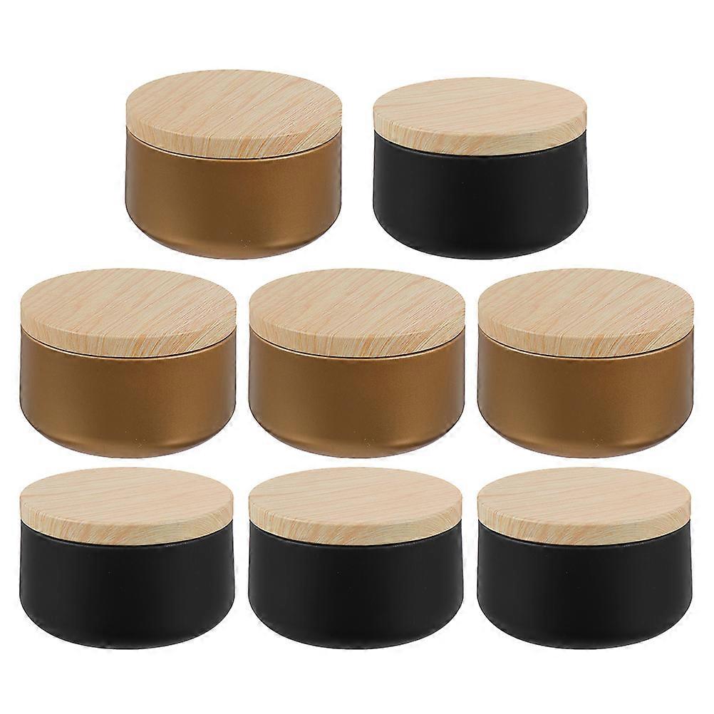 8Pcs Assorted Color Tinplate Candle Cans for Storage with Wooden Lids
