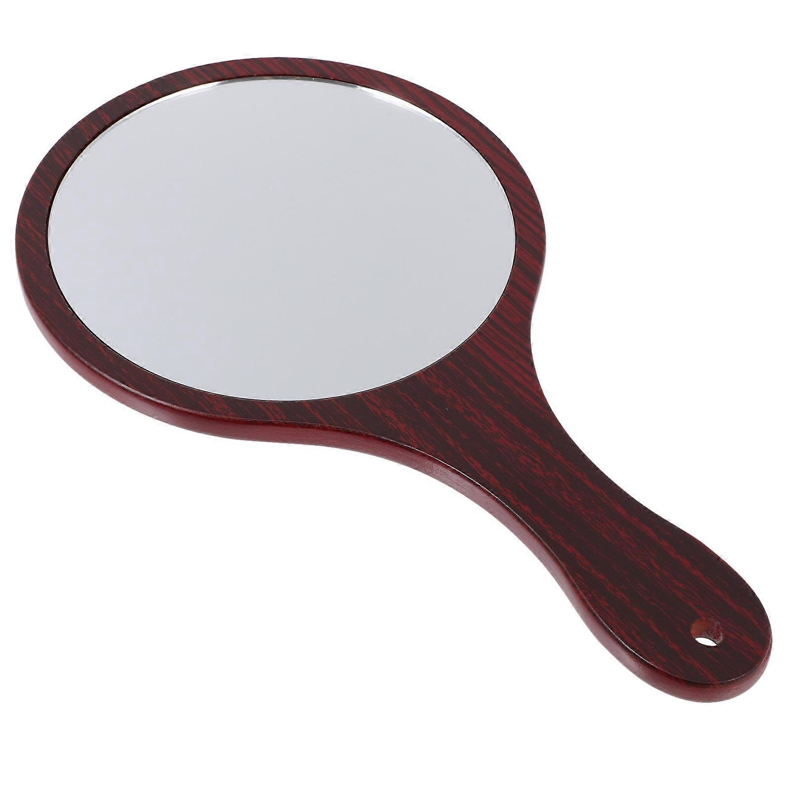 Vintage Handle Mirror Dark Red Color Daily Use 29.70X16.70X1.00CM 1Pc