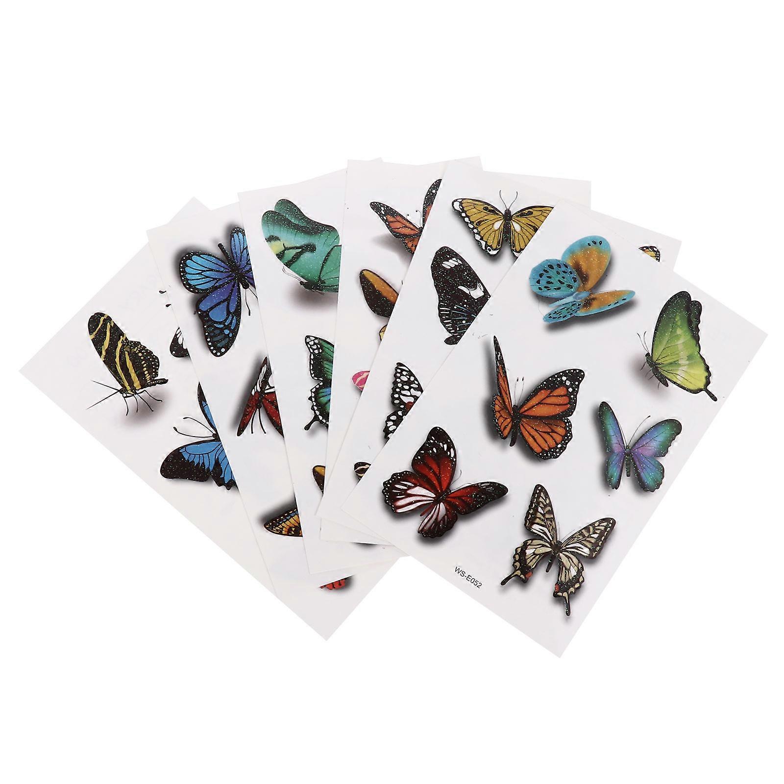 Rhinestone Butterfly Decals 12 Sheets Waterproof Elegant Body Assorted Color For Feet Decoration