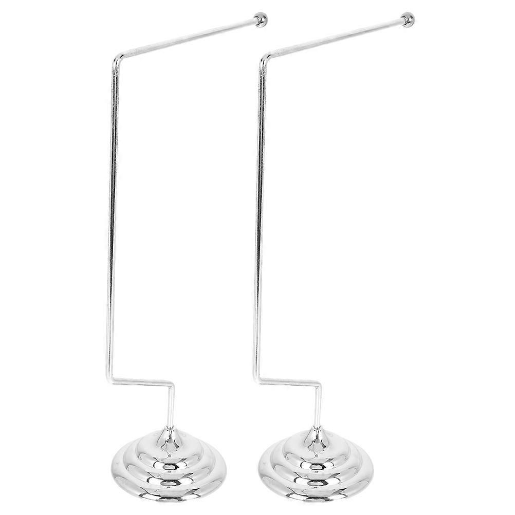 Desk Flag Pole Stand Flag Holder Table Stand for Meeting 6Pcs Silver Alloy