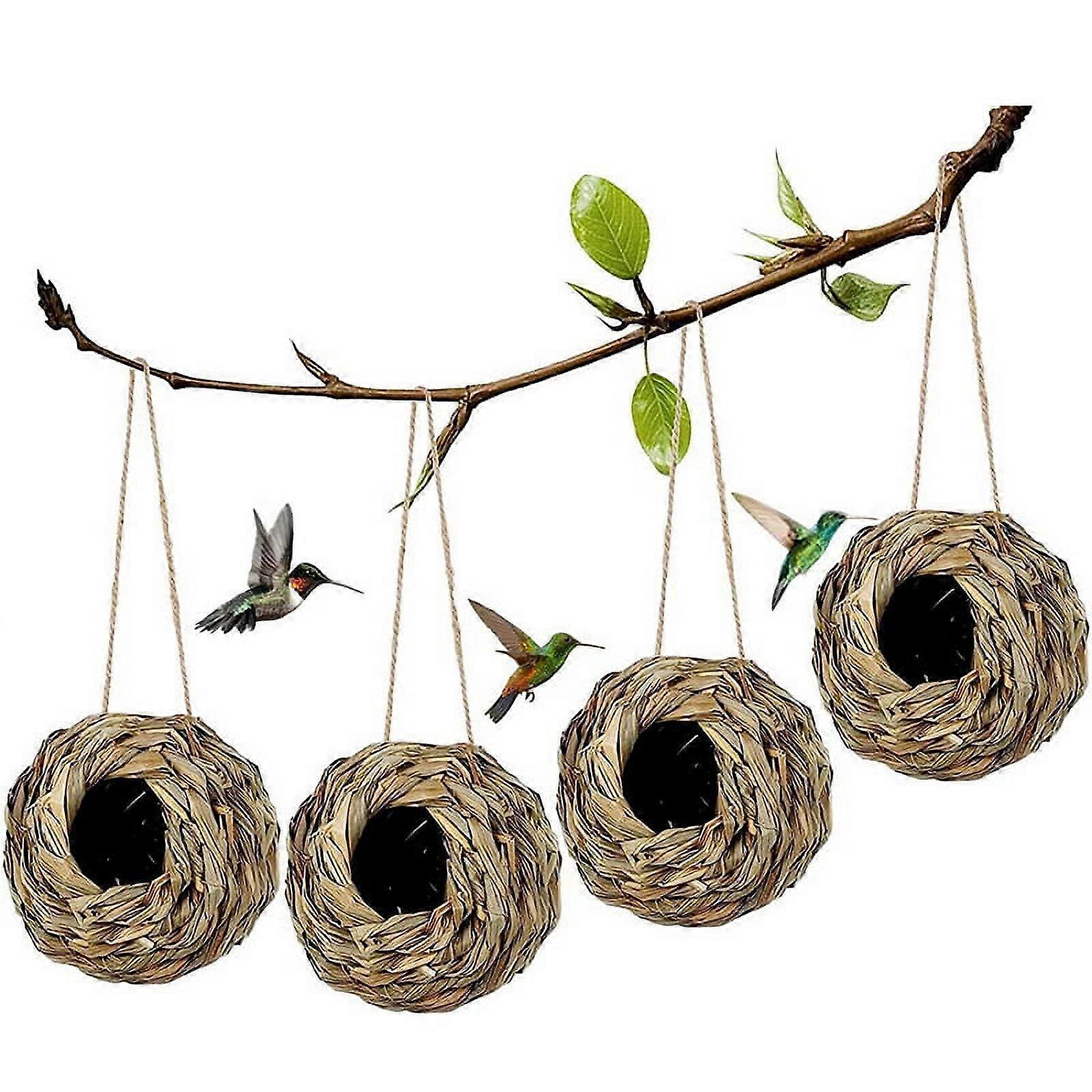 4Pack Hanging bird Nest House for Outside,Hand Woven,Made of Natural Grass for ,Balconies,Tree Trunks