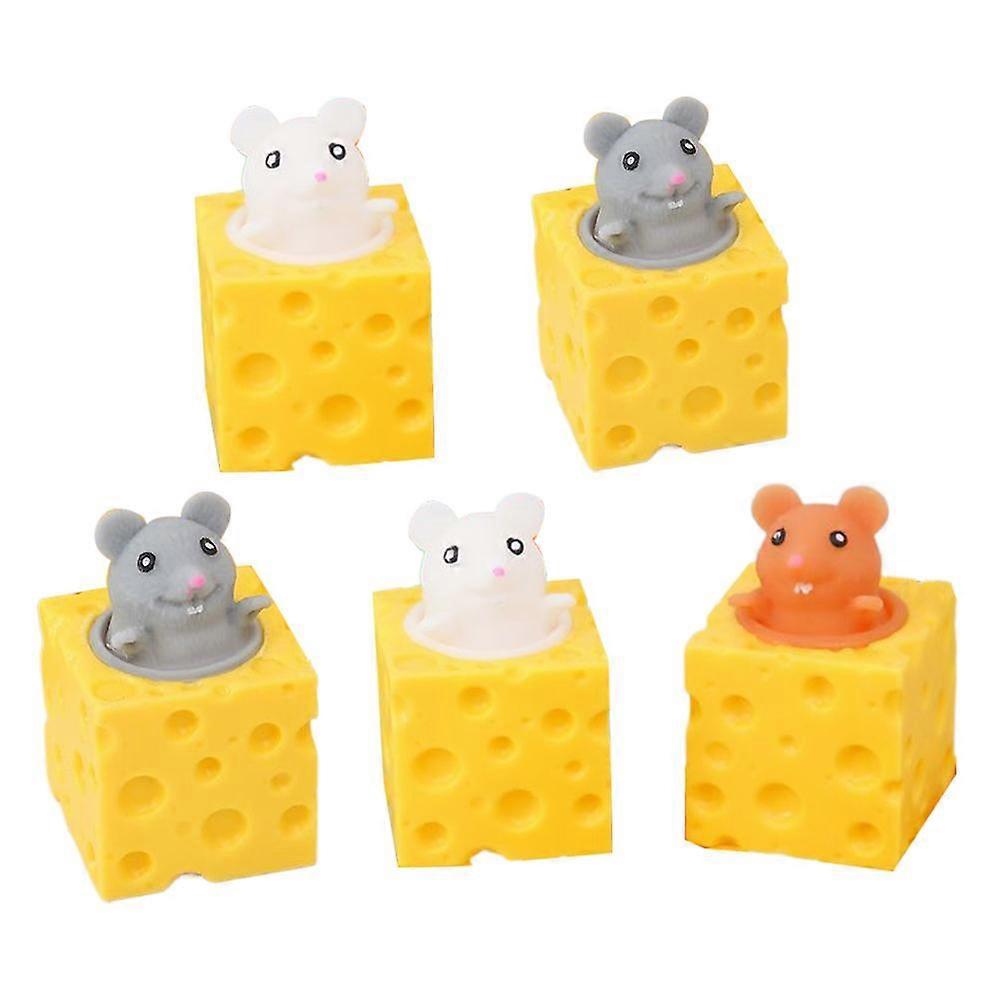 Funny Mouse & Cheese Block Squeeze Anti Stress Toy Seek Figures Stress Relief