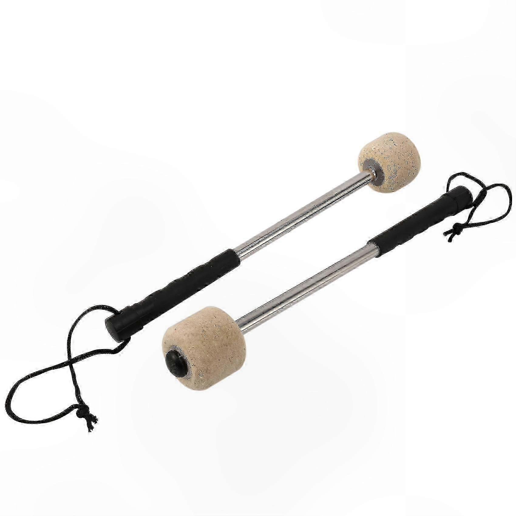 White Felt Head Drum Mallets with Stainless Steel Handles, 2-Pack Percussion Timpani Sticks for Musical Instruments