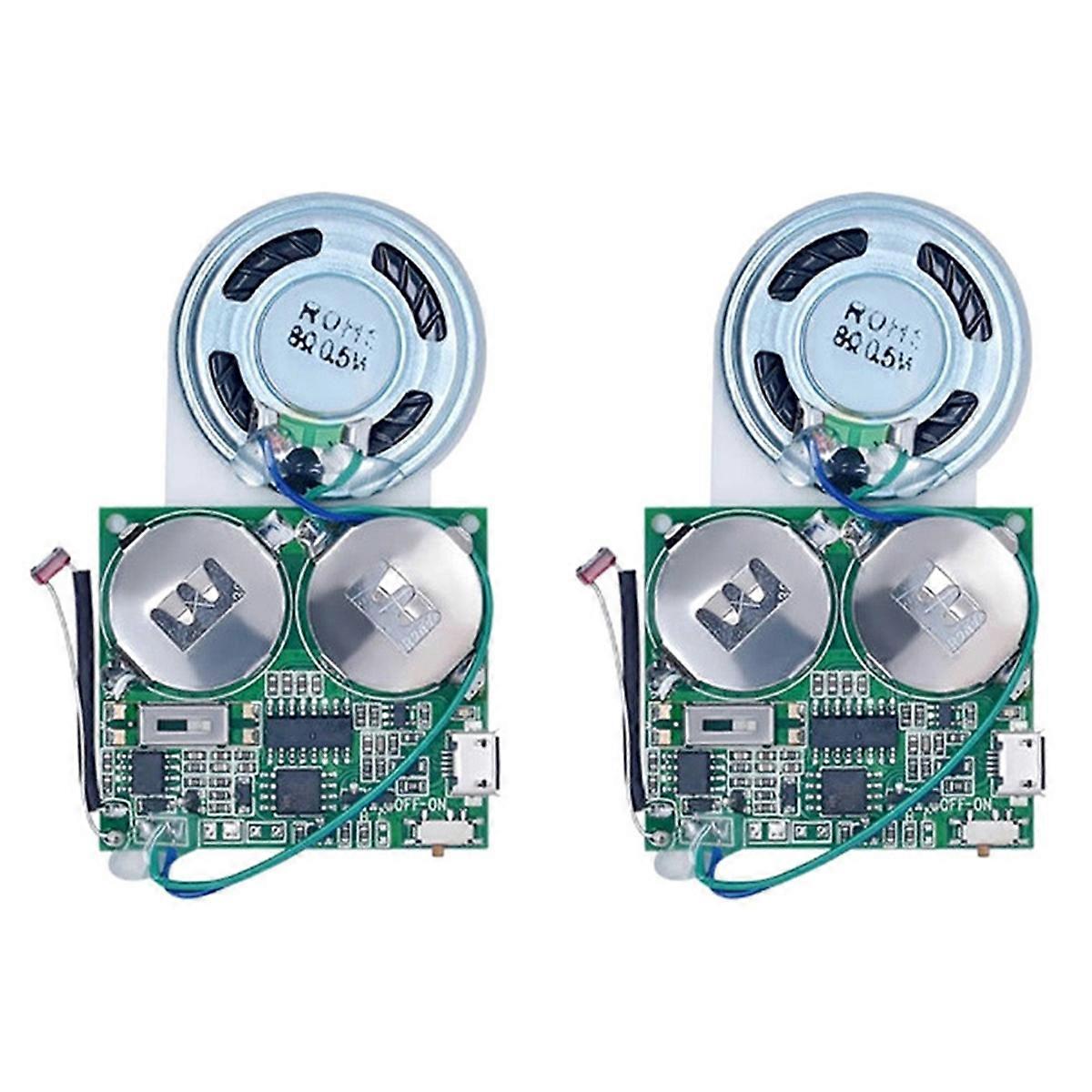 2X DIY Light Sensor Sound Module, Micro-USB Recordable Sound Chip 8M Memory Speaker Talking Programm