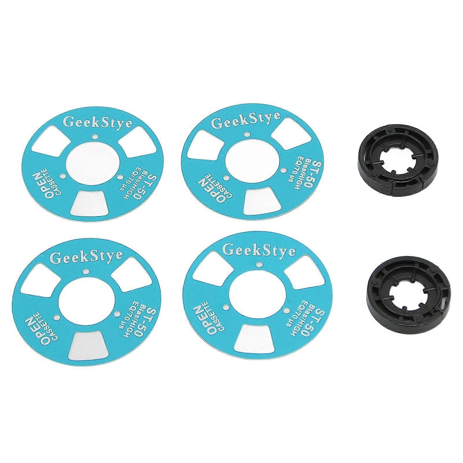 DIY Reel to Reel Cassette Retro Blank Metal Reel Cassette Tape with 4 Reels 2 Wheel for Music Recording Blue