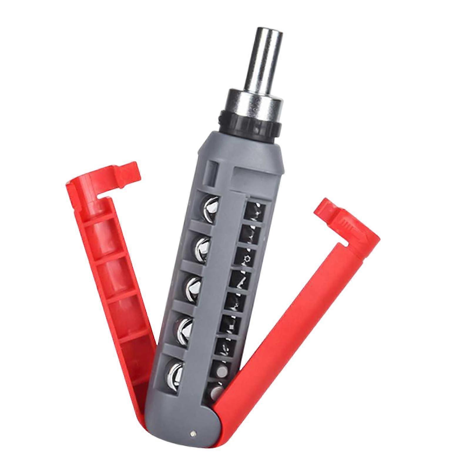 Ratcheting Screwdriver 14In1 MultiTool Flexible Angled Adjustment Ergonomic Red Handle Precision  Kit