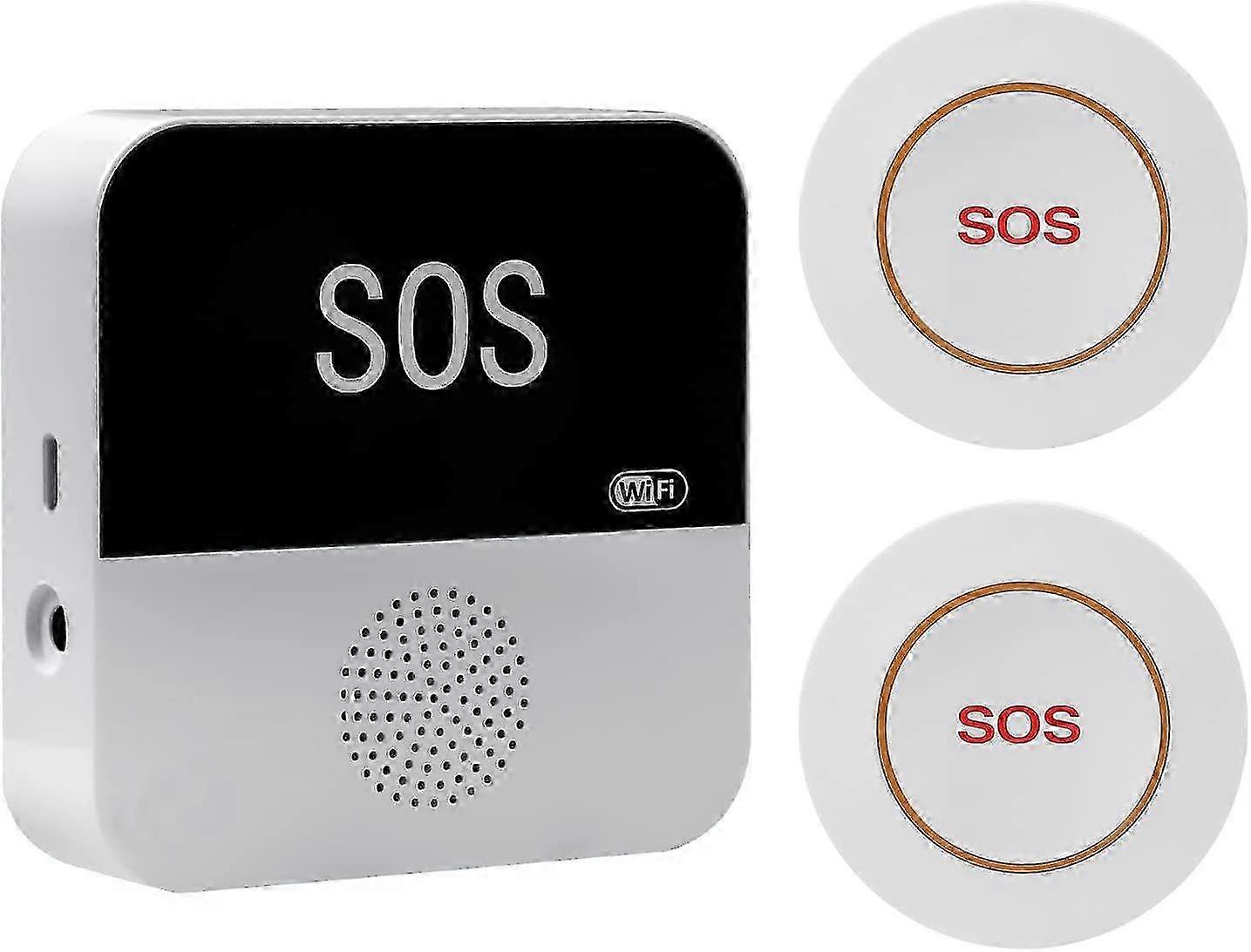 Caregiver Pager Wireless Wifi, Upgraded Smart App Control Nurse Emergency Life Alert System 1 Receiver 2 Sos Call Button For Elderly Patient Senior Ki