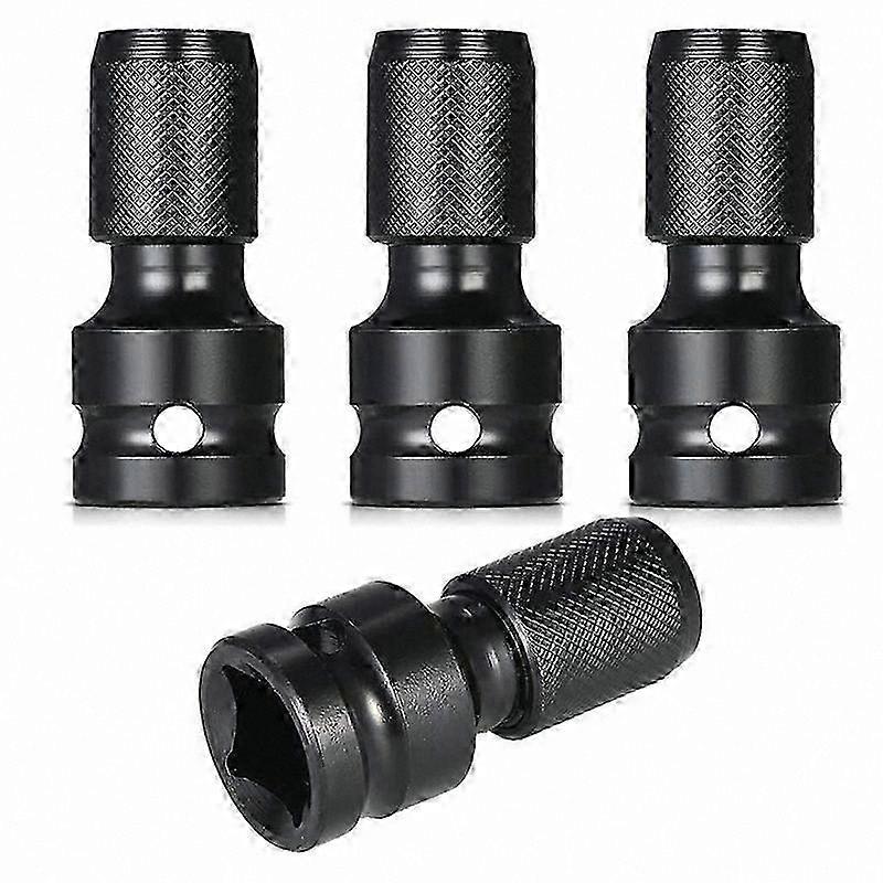4 Pieces 1/2" Square to 1/4" Hex Socket Adapter Set, Quick Release Chuck Converter for Ratchet Wrenches and Impact Tools
