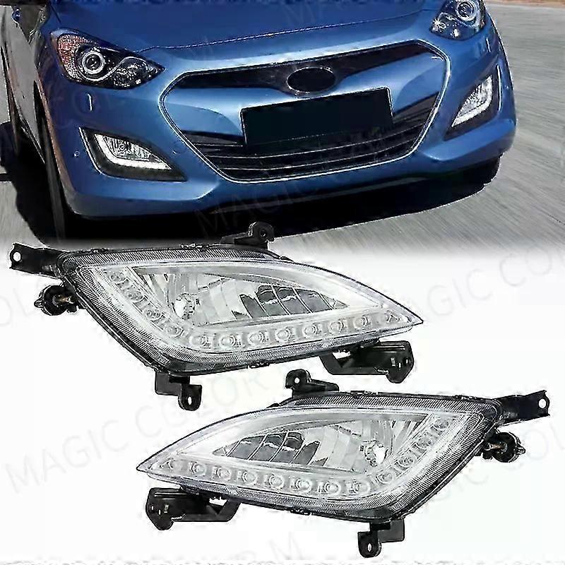 For Elantra Gt I30 2012 2013 2014 2015 2016 Drl Fog Covers Daytime Running Lights Car Bumper Fog Lamp 12v