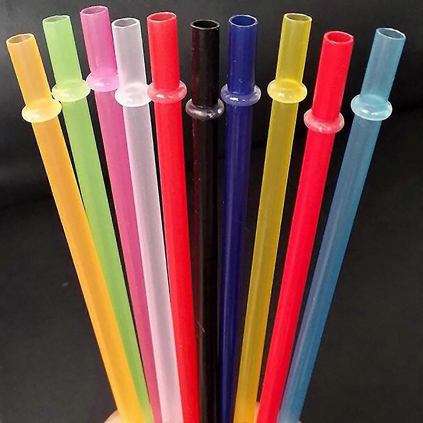 Clean Reusable Long Straw With Ring Pure Color Hard Straw