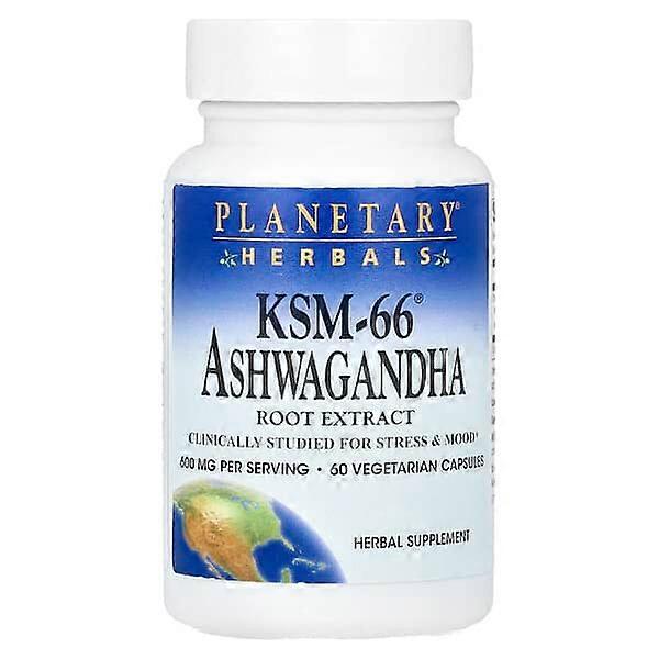 Planetary Herbals, KSM-66ÃÂÃÂÃÂÃÂ® Ashwagandha Root Extract, 60 Vegetarian Capsules (300 mg per Capsule)