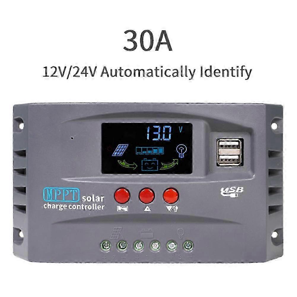 2025 MPPT Solar Charge Controller 10/20/30A Dual USB LCD Display 12V 24V Solar Cell Panel Charger Regulator with Load