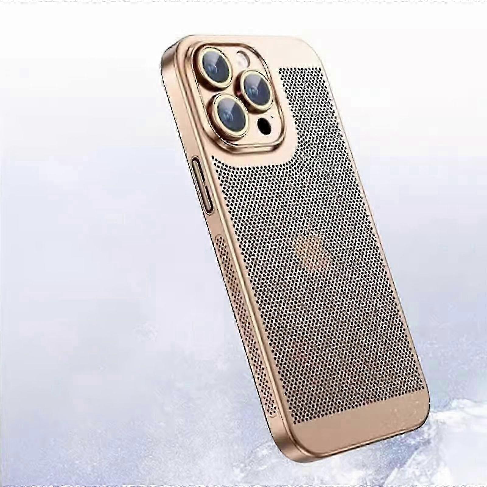 Heat Dissipation Plating Fine Hole Protector Phone Case For iPhone 14 Pro Max - Slim and Stylish Mesh Phone Case