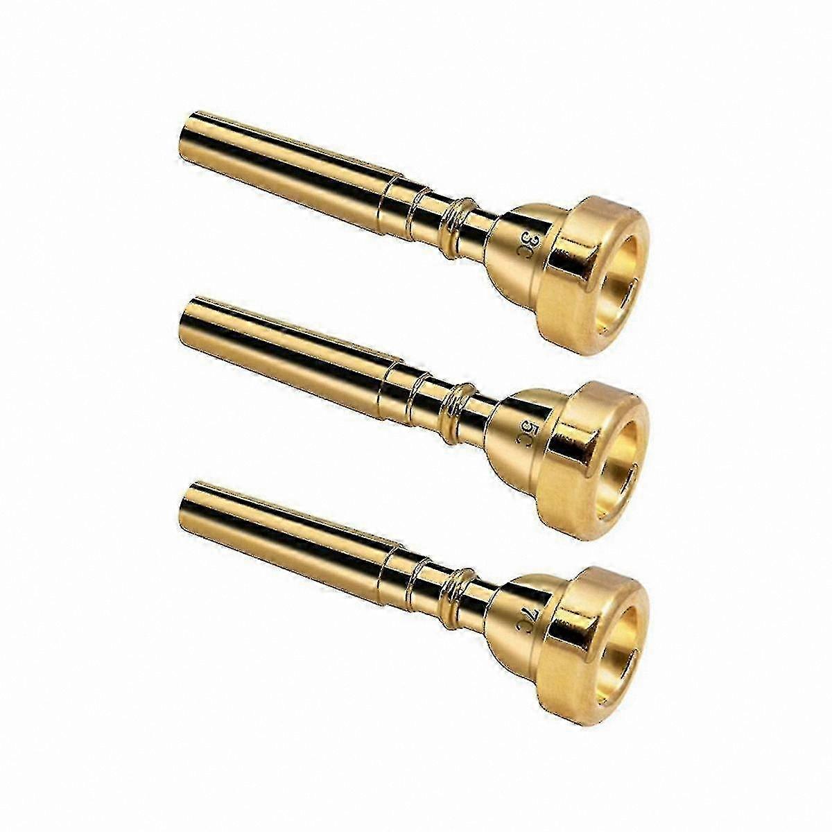 Brass Mouthpiece Set for Trumpet, 3-Piece Accessory Kit with 3C, 5C, 7C Sizes for Beginner Musicians
