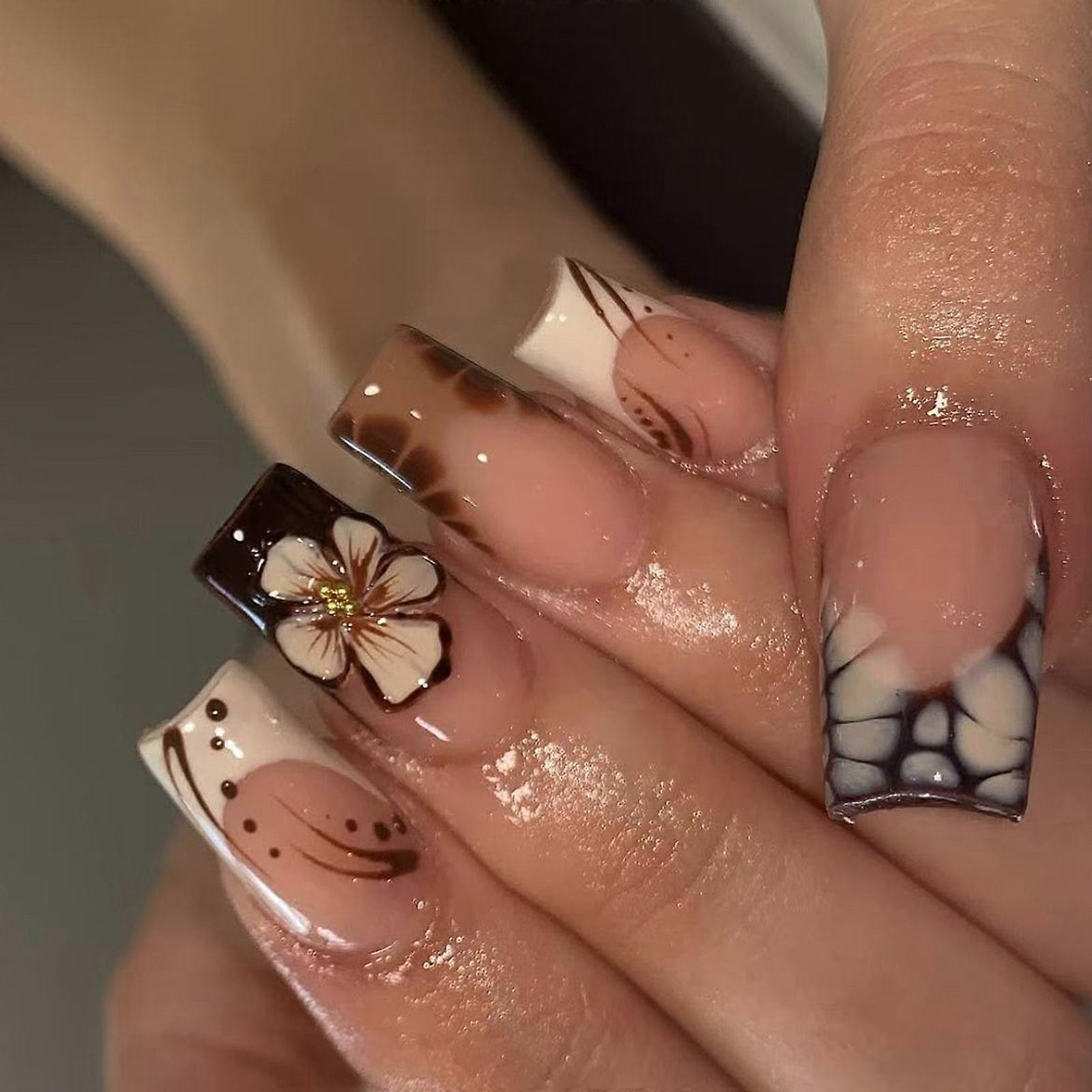 White Brown Gradient Fake With Gold Decorations And Texture ABS Multicolor