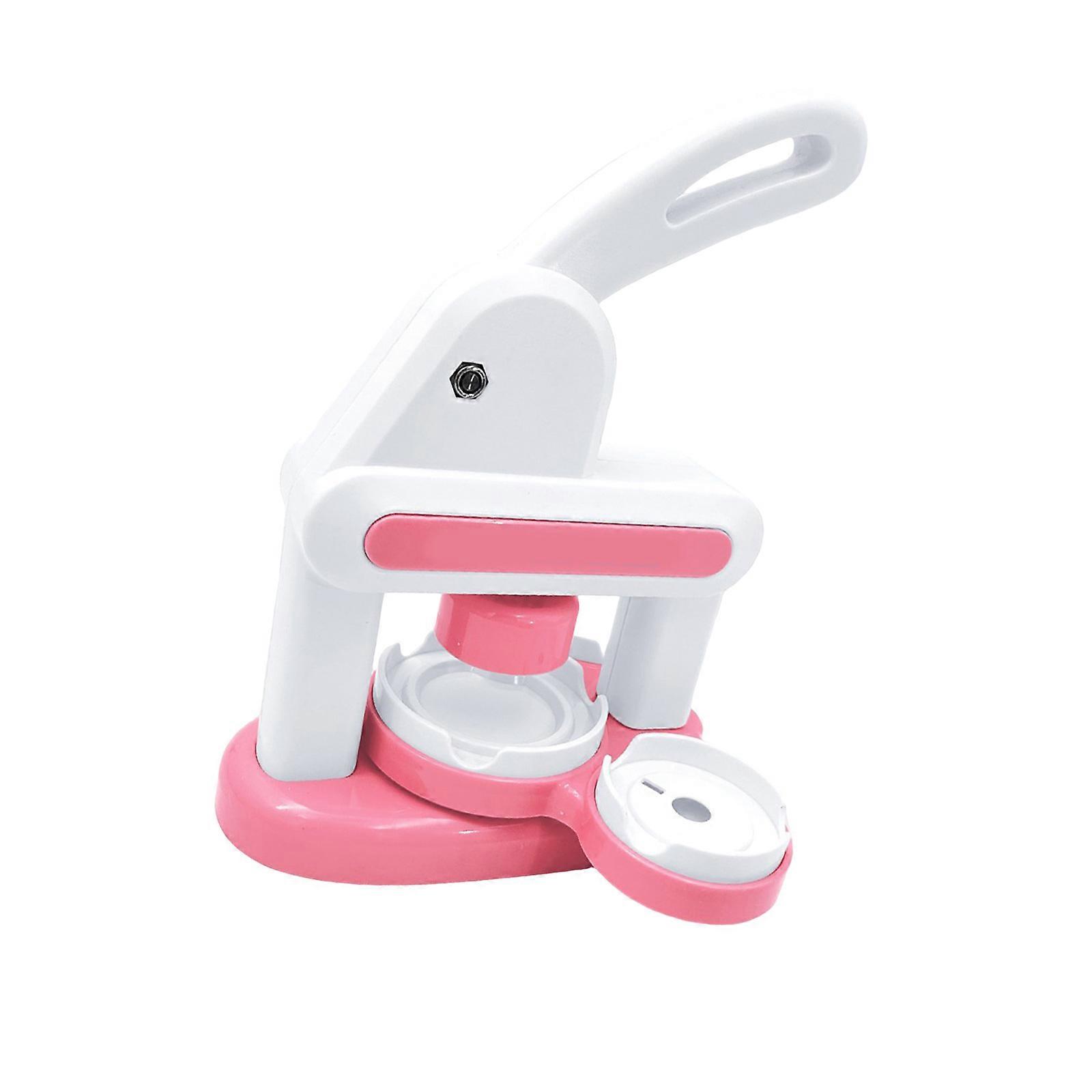 Multipurpose Kids Craft Machine With 48 Button Badges Circular Cutter Educational Set Portable for Holiday Gifts  Pink