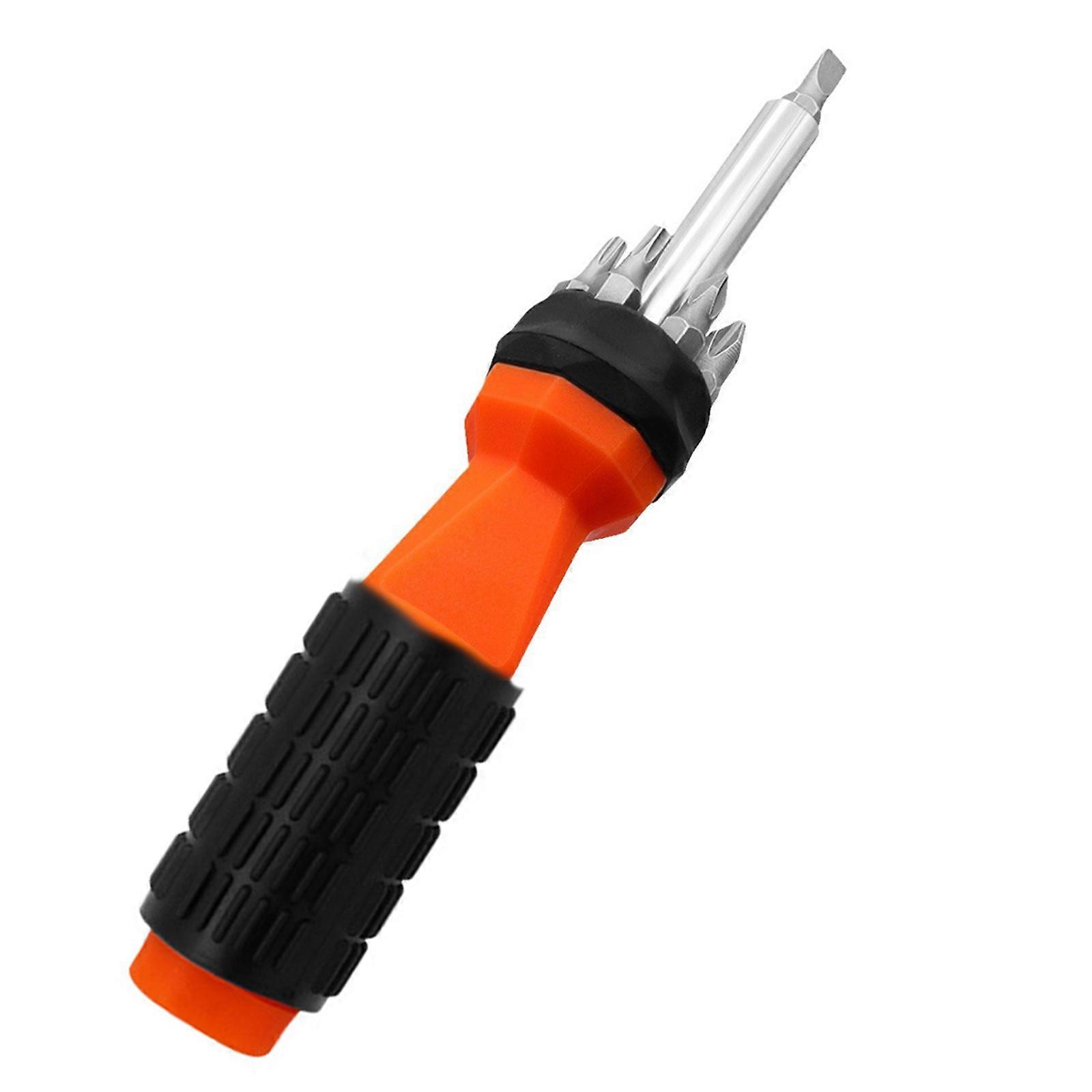 6-In-1 Multi-Bit Screwdriver Set 17cm Length Stubby Screwdriver and Bits Magnentized Shaft For Securing Bit Multicolor
