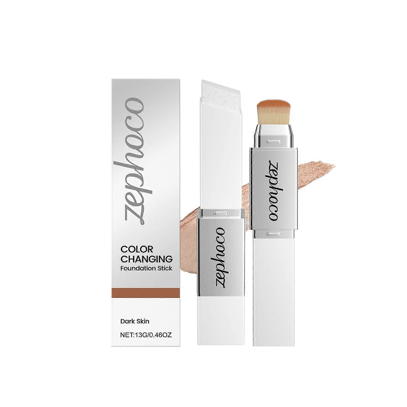 Zephoco Dark Skin Two-In-One Color-Changing Foundation Stick Is Lightweight, Hydrating, And Adheres Well Without Sticking. It Is A Light And Thin Foun