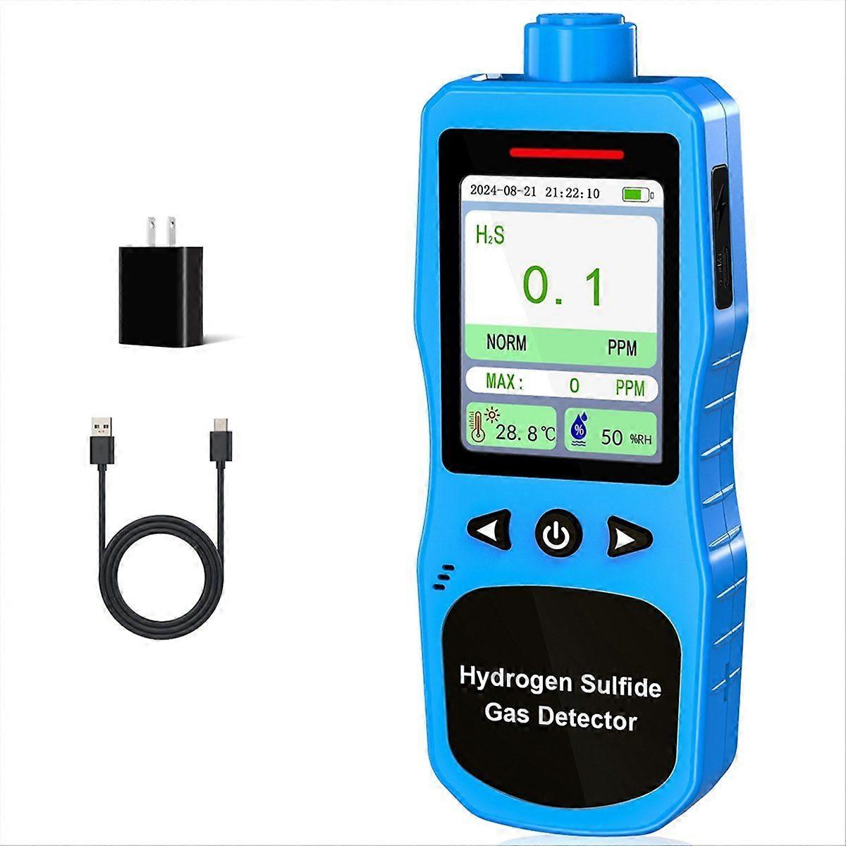 US Plug,Hydrogen Sulfide Gas Detector 0-100 PPM with 3 Alarm Modes, H2S Air Quality Meter with Temp