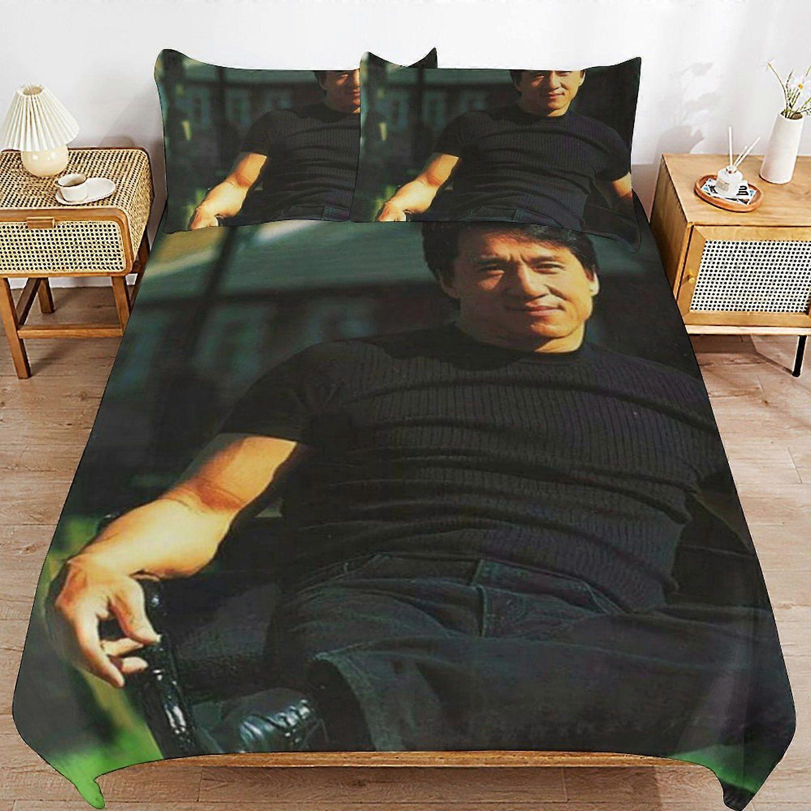 u46 Jackie Chan Soft and Durable Hypoallergenic Sleep Upgrade Zipper Closure Duvet Cover Sets for Relaxation n46