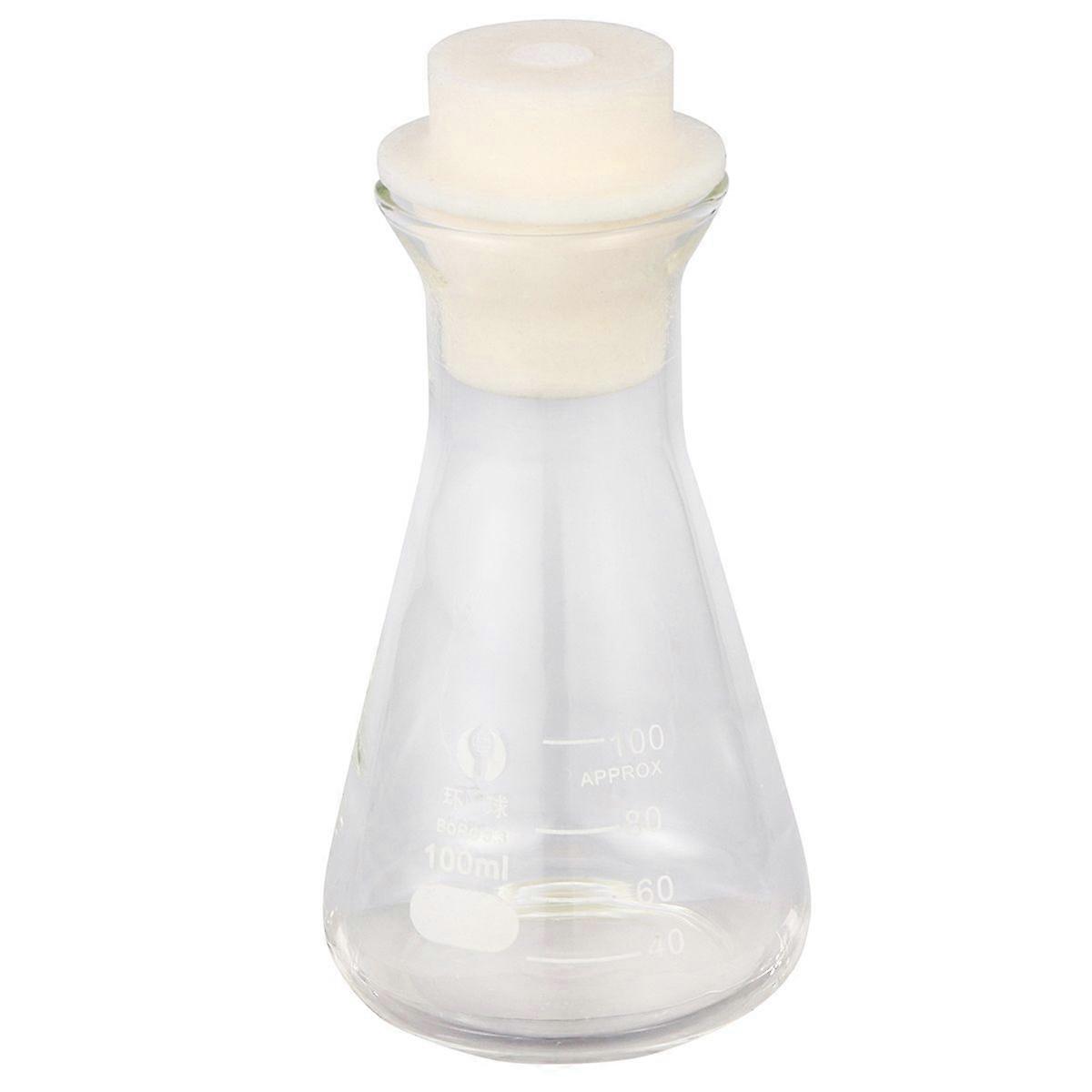 1PC Glass Flask Conical Flask with Cork for Laboratory Students Experiment Chemistry (Wide Mouth, 100ml)