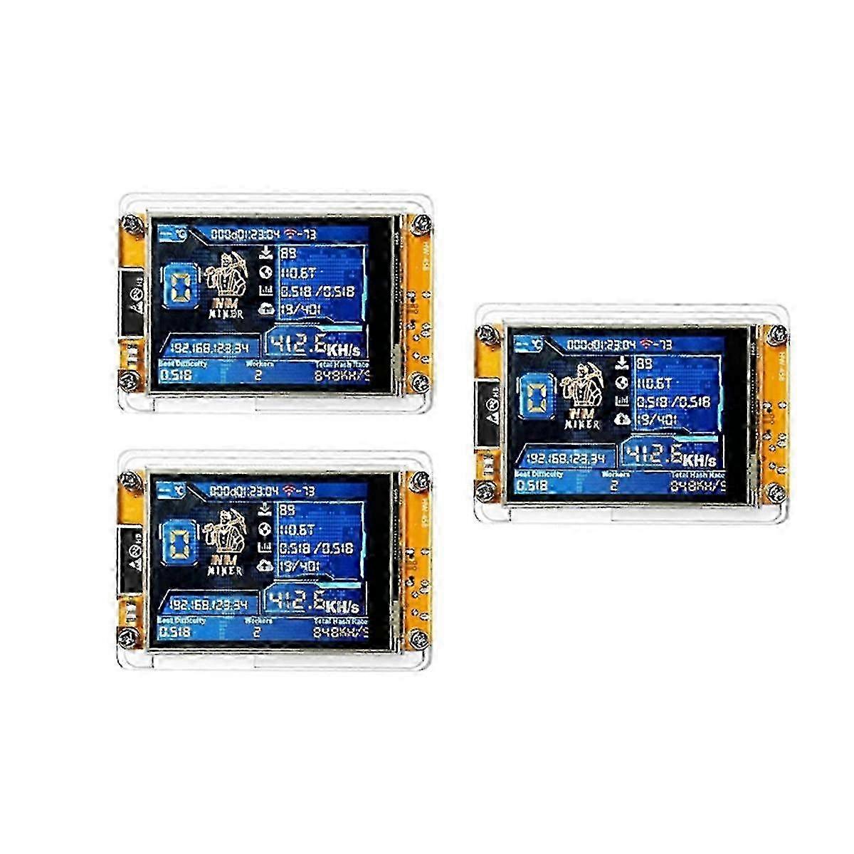 3Pcs Bitcoin NerdMiner V2 NMMiner Hashrate 411KH/S ESP32 2.8 Inch Display Crypto Solo Lottery ESP32-