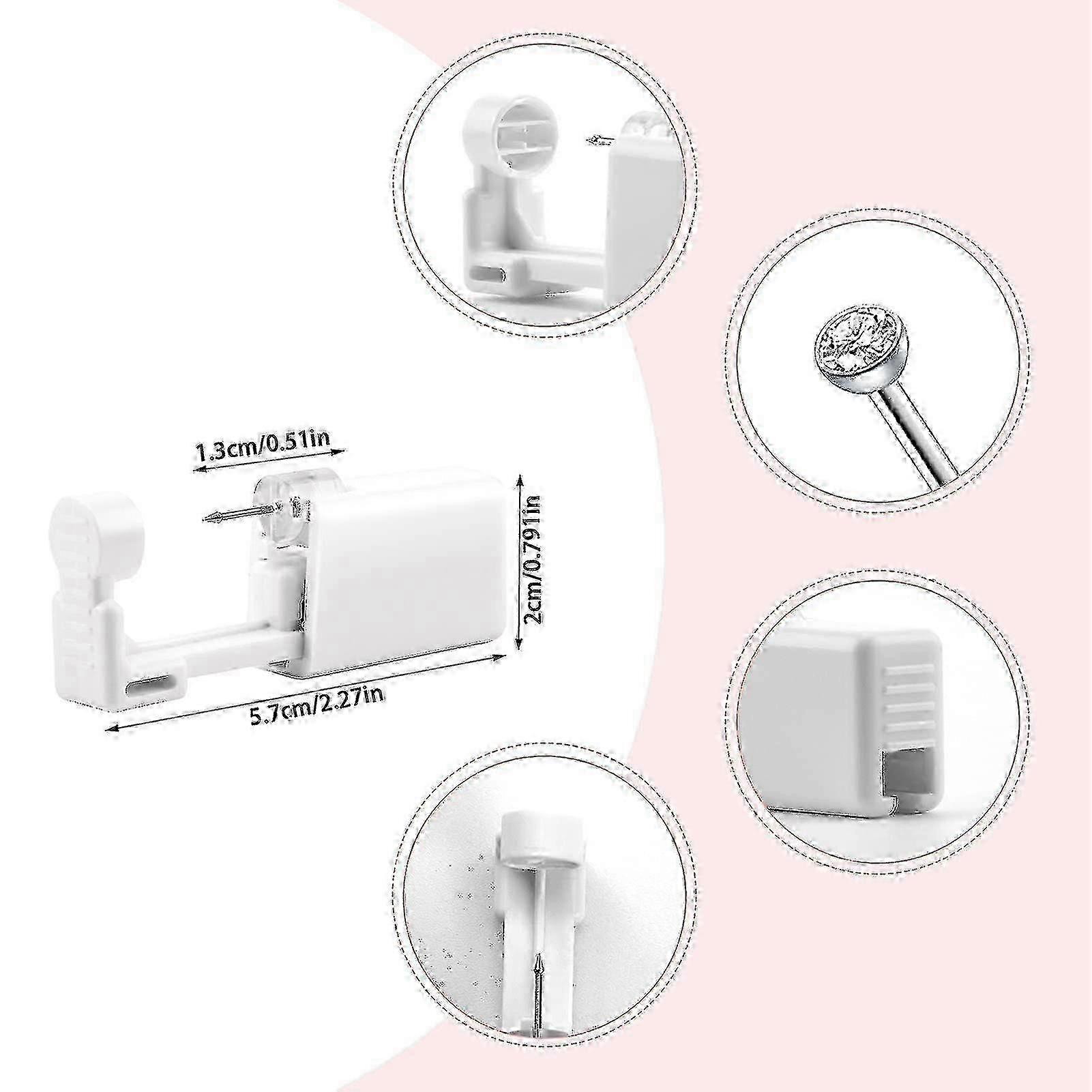 2 Pcs Disposable Nose Piercing Tool Set With 10 Nose Studs No Pain Sterile Safety Self Nose Stud Tool Home Piercing Kit Tool