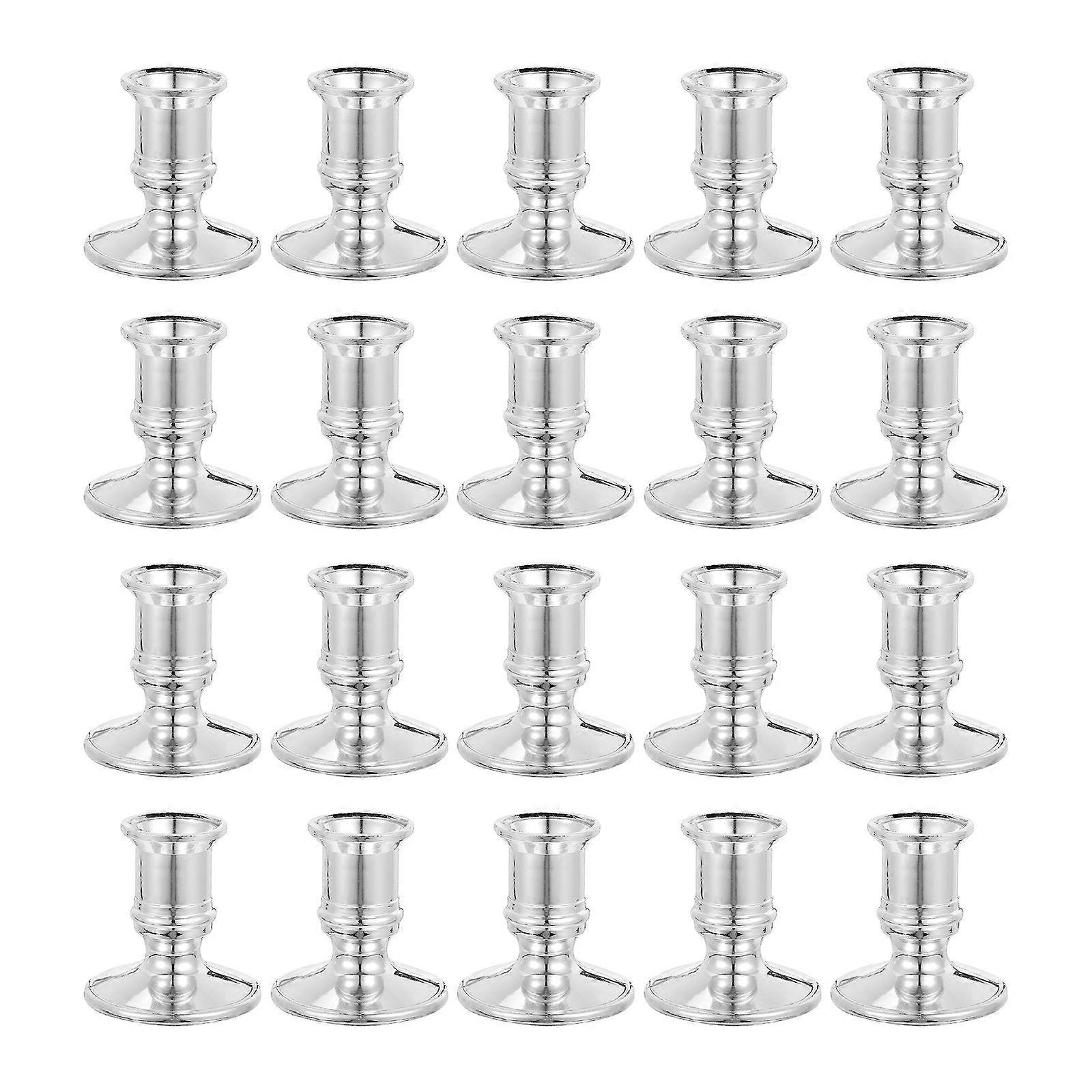 20Pcs Plastic Modern Traditional Dinner Candlesticks Pillar Candle Base Holder
