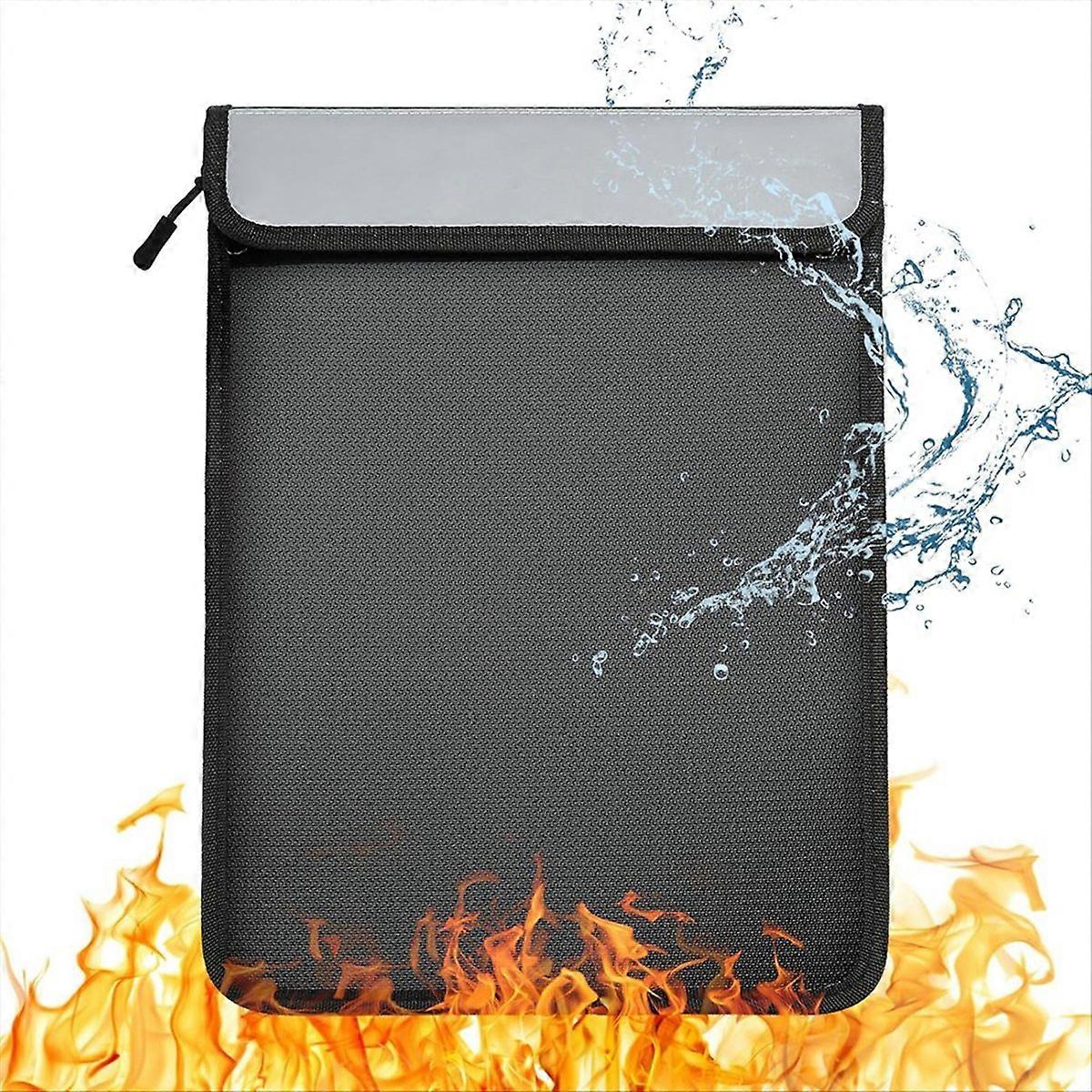 Fireproof Document Bag, Waterproof Document Storage Bag with 2 Pockets,Fireproof Money Bag for Cash,