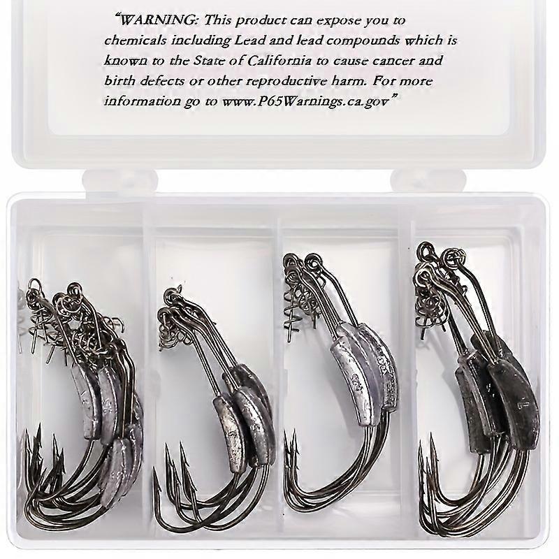 Fishing Hooks Twistlock Hooks Weighted Bass Hooks Swimbait Hooks for Soft Plastics Worm Hooks Saltwater Freshwater 25pcs