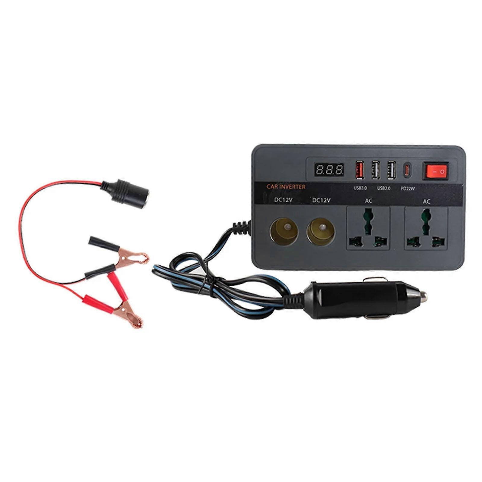 High Efficiency 300W Automotive Inverter 12V To 220V Adapter With Overload For Travel Multicolor