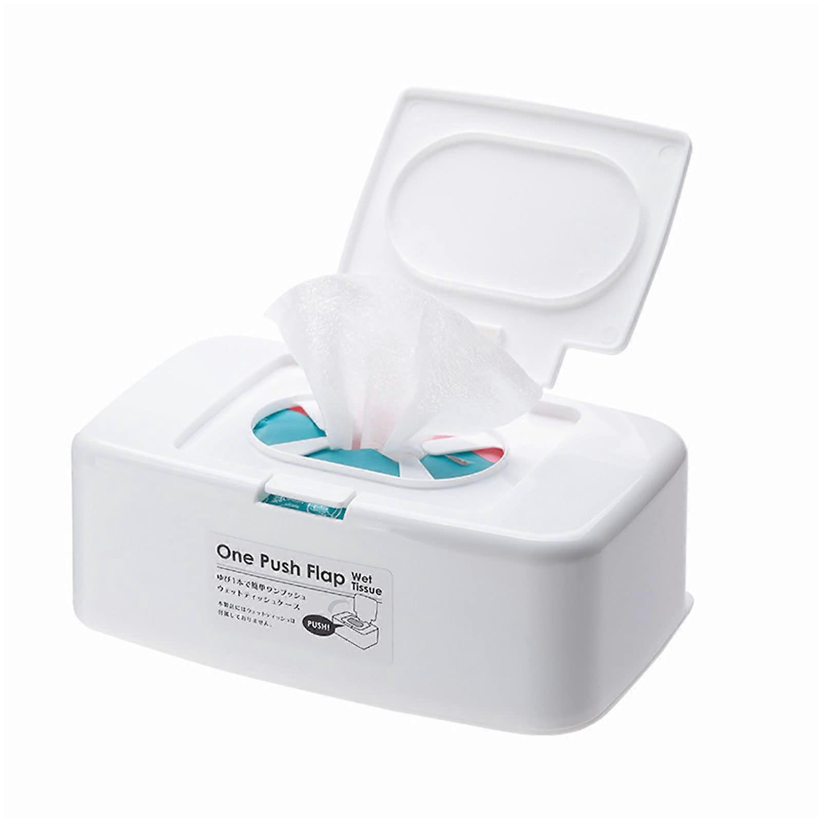 Desktop Tissue Box Holder - Dustproof Wet Wipe Container for Home Office and Kitchen - Stylish Napkin Storage Box in White