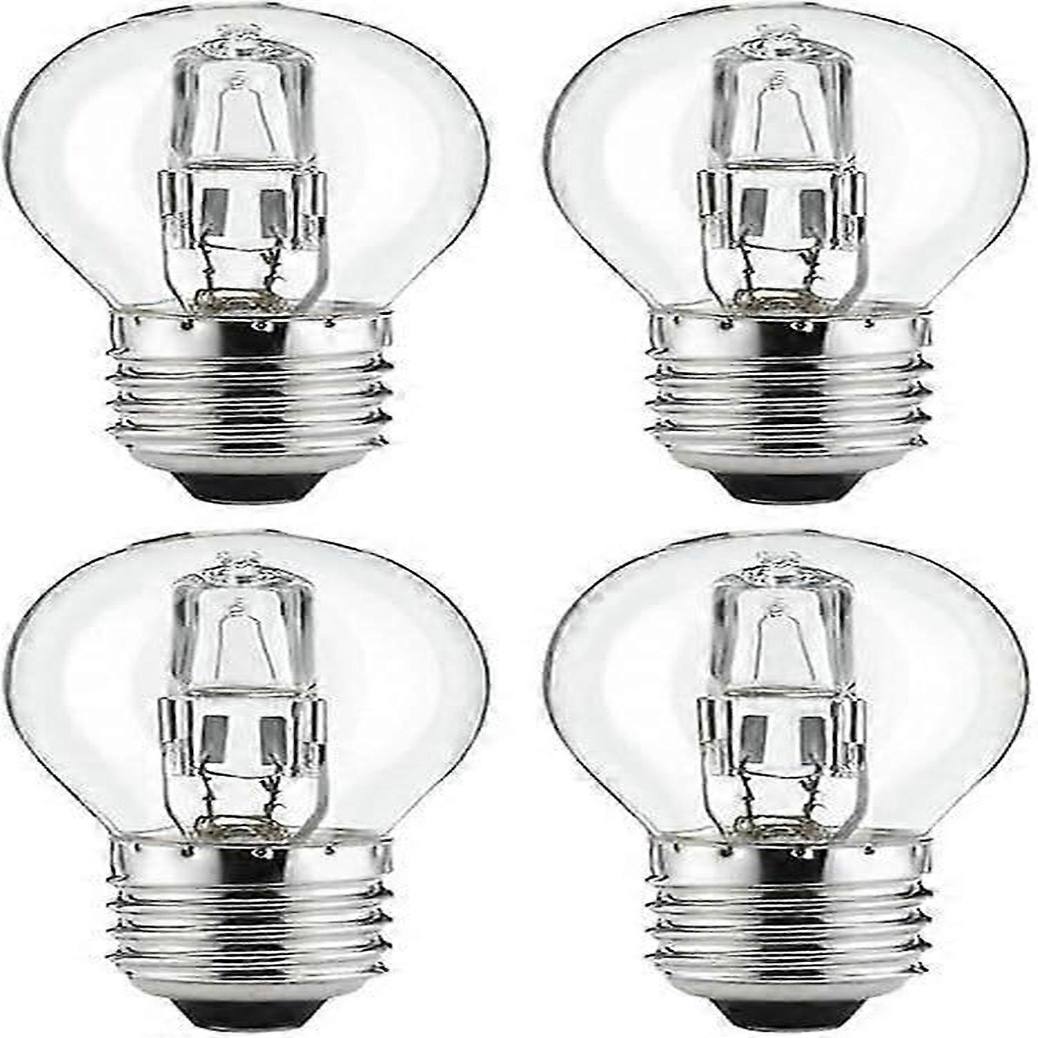 4X 28W (40W) Halogen Clear Golf Ball Bulb - E27 Base, Warm White, Dimmable