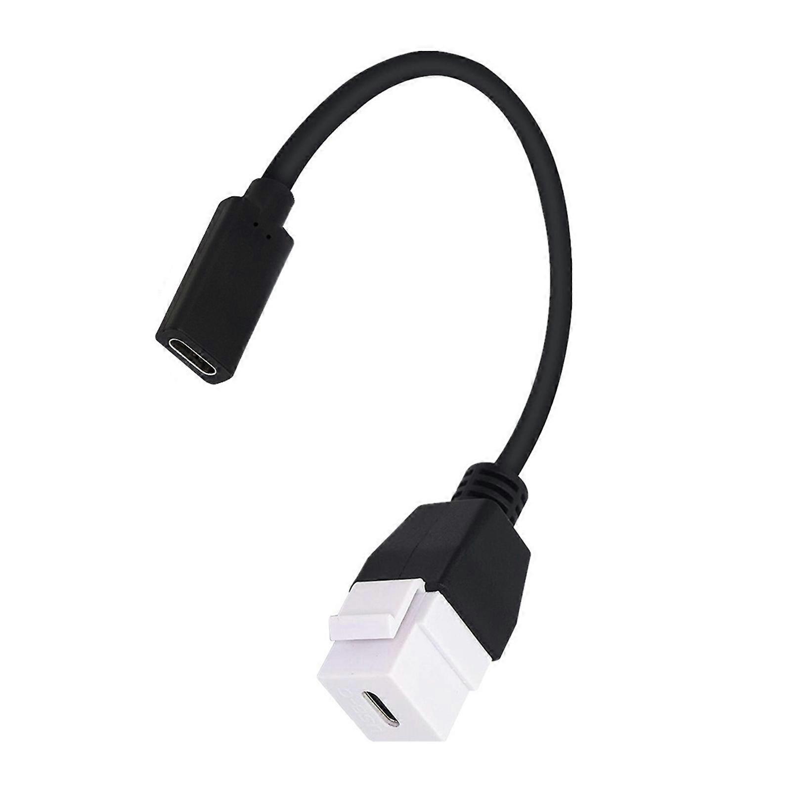 Fast Speed Type C Keystone Jacks Adapter Insert Cable USB C Female to Female for Fast Data and Charging Needs 20CM  White